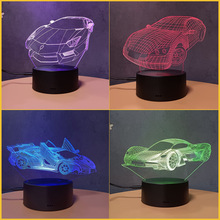 创意小夜灯3d台灯装饰床头灯卧室发光汽车模型亚克力摆件实用礼