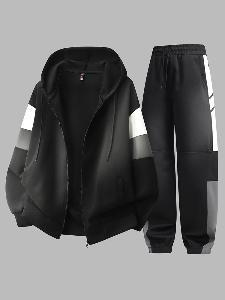 Nuevo adolescente masculino suelto juego deportivo casual primavera y otoño cardigan con capuz suéter pantalones largos de dos piezas