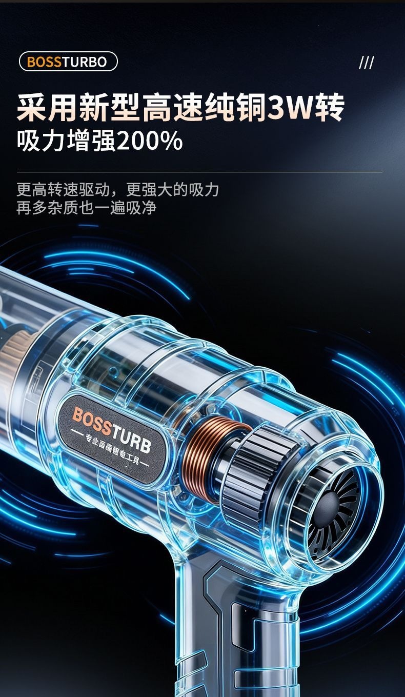 Lithium-ion car vacuum cleaner, dual-use for car and home, 21v vacuum cleaner, brushless suction and blowing integrated machine