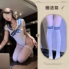 Jumpsuit + white bottom blue stripe student socks