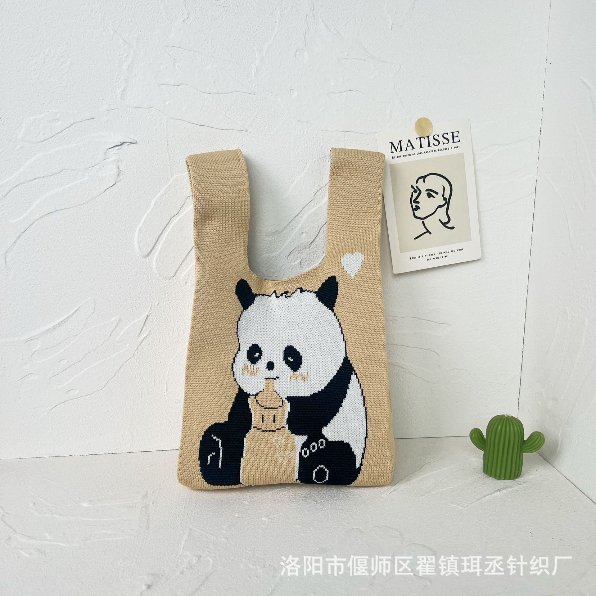 Bolso de punto transfronterizo bolso de punto para mujer bolso de muñeca de todo fósforo bolso Tote bolso tejido de poliéster bolso panda