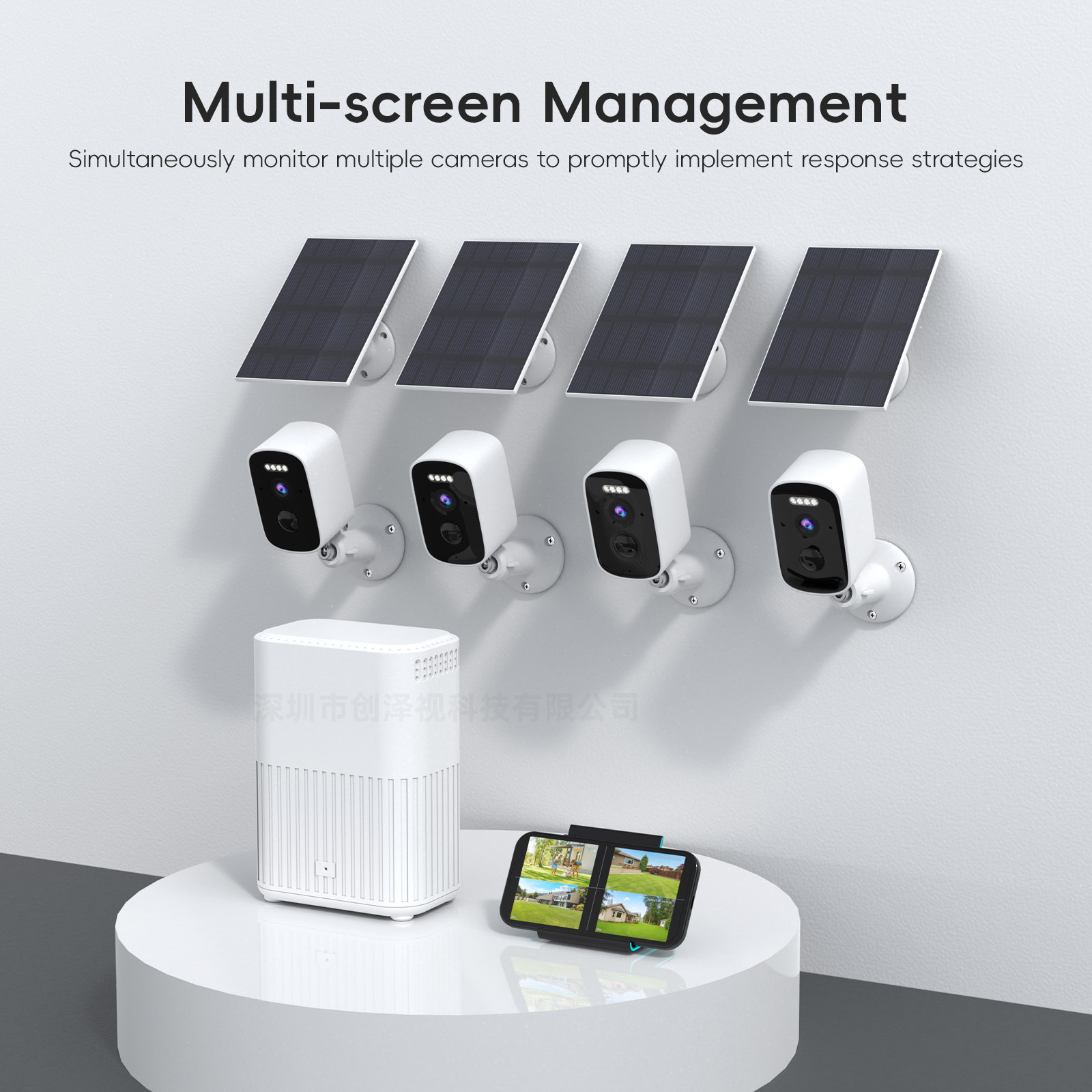 Monitoreo inalámbrico transfronterizo NVR paquete de estación base de planta de energía solar icsee paquete de monitor HD multi-pantalla
