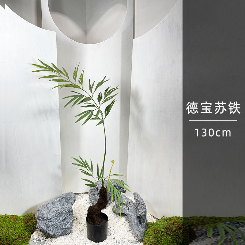 Simulación paisajística de helecho de cabeza de mono plantación de maceta de seda dorada decoración interior plantación de plantas falsas de alta simulación