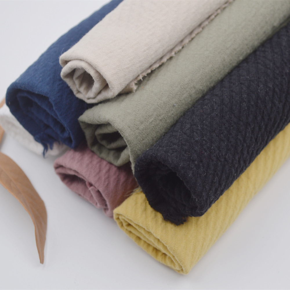 21年新款纯棉双层斜纹提花布 提花棉布 童装休闲服面料现货供应|ms