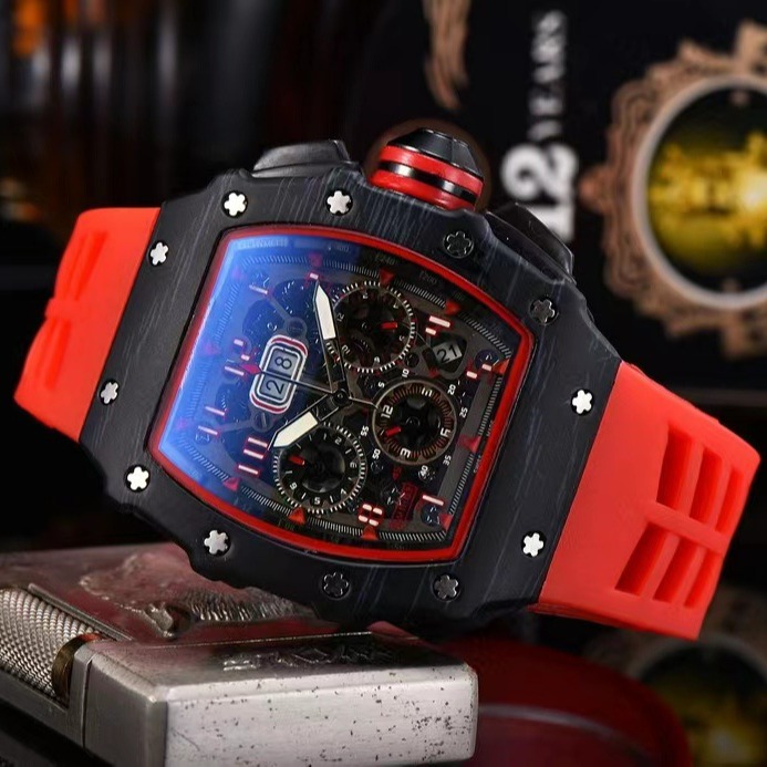 2024 New Richard Colorful Color Non-mechanical Six-pin Multifunctional Fashion Watch Men's Manufacturers Wholesale Hair