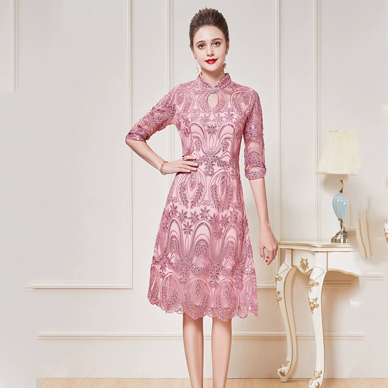 Физический взрыв европейское и американское платье большого размера осенний банкет свекровь платье новая одежда среднего возраста оптом