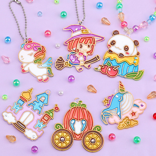 Children's graffiti diy no-bake glue painting girls toys creative handmade beaded ornaments cartoon coloring crystal painting