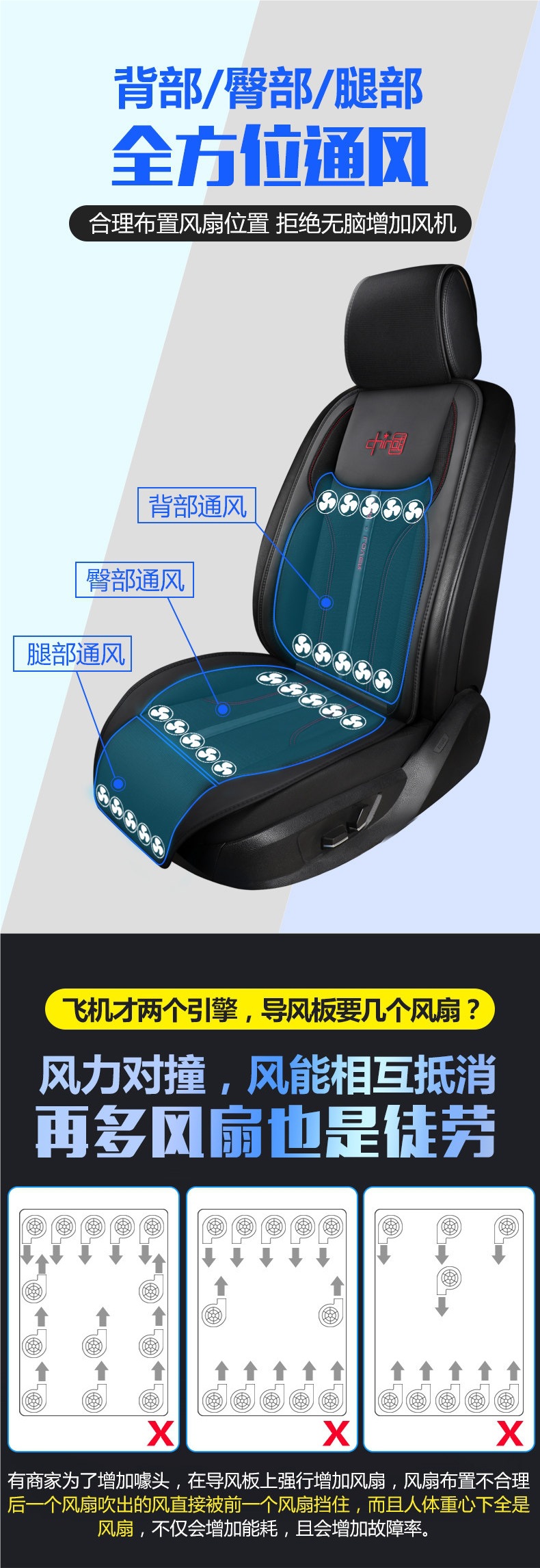 Car Lover's Summer Cooling Mat Seat Ventilation Car Cushion Air Conditioning Refrigeration Blower with Fan Massage Heating Seat Pad