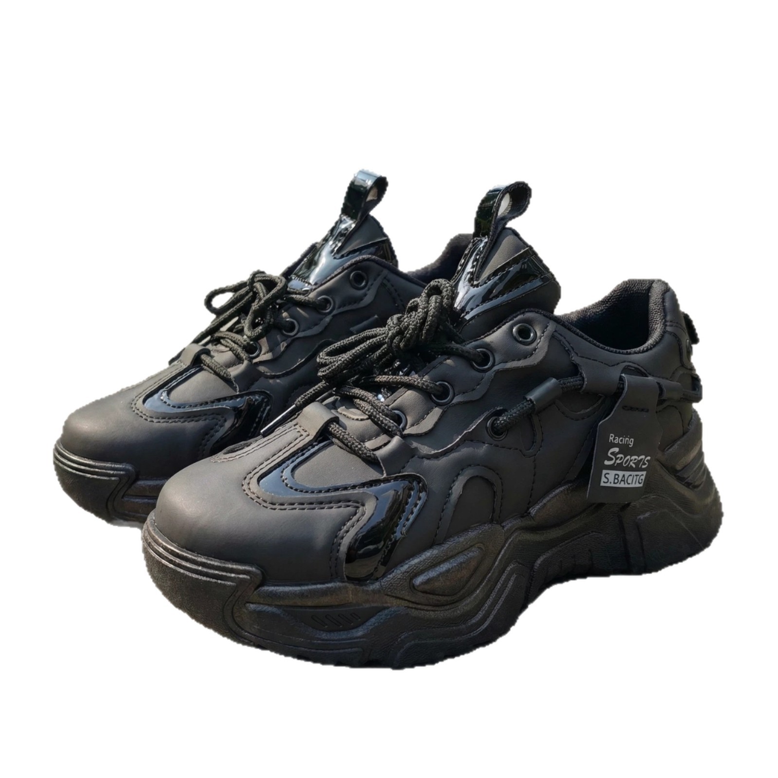 Zapatos deportivos de mujer, zapatos de papá, primavera de 2026 nuevos zapatos de cuero de moda, suela negra, muffin