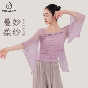 Dance Training Clothes Female Adult Female Mesh Long Sleeve Body Autumn and Winter Daily Wear Chinese Classical Dance Top