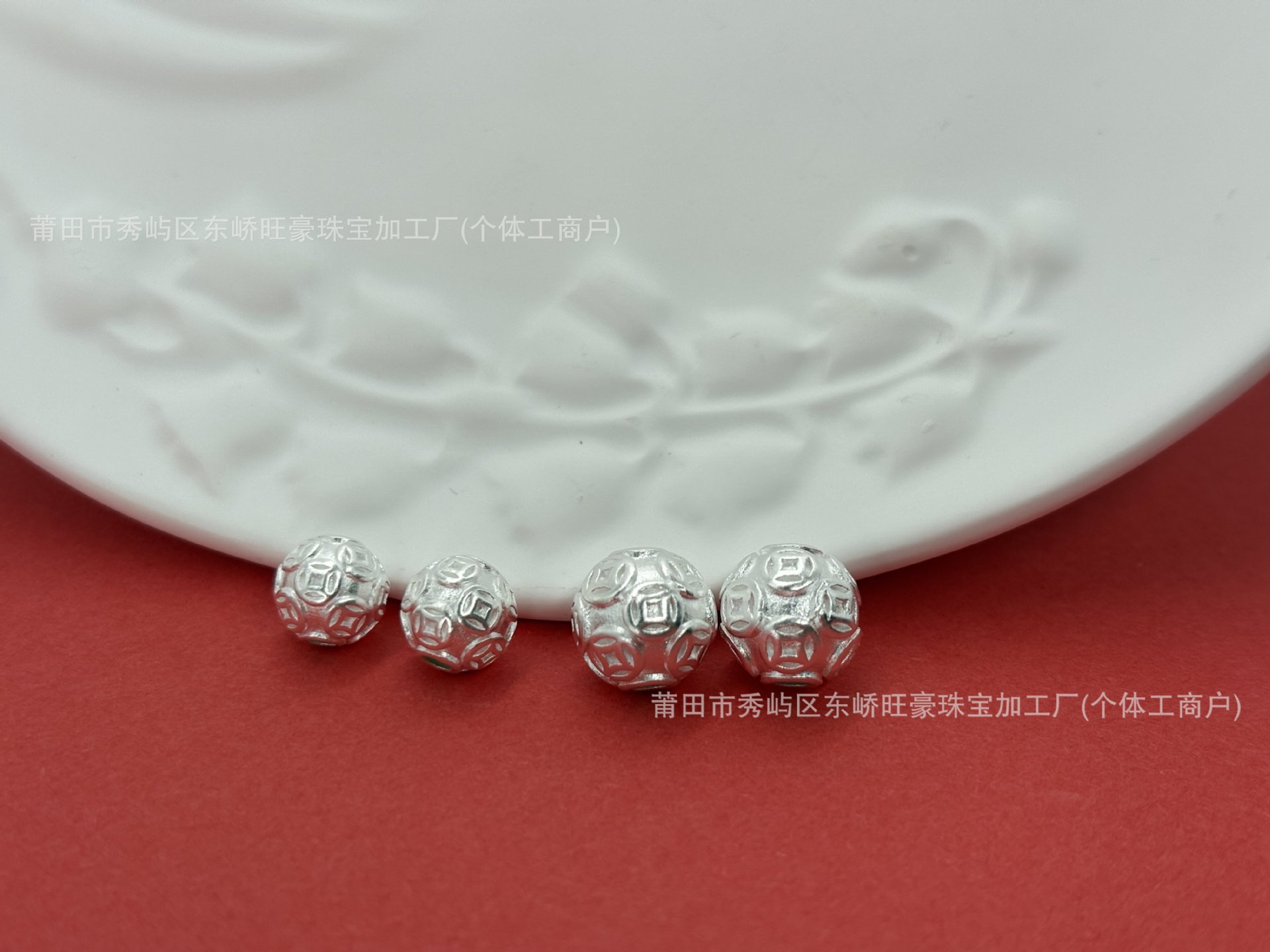 Pure Silver 999 Round Gold Coin Fortune Beads, Pure Silver 3D Craftsmanship Loose Beads, Spacer Beads, DIY Silver Jewelry Accessories, Braided Rope Bracelet, Hand String Bracelet