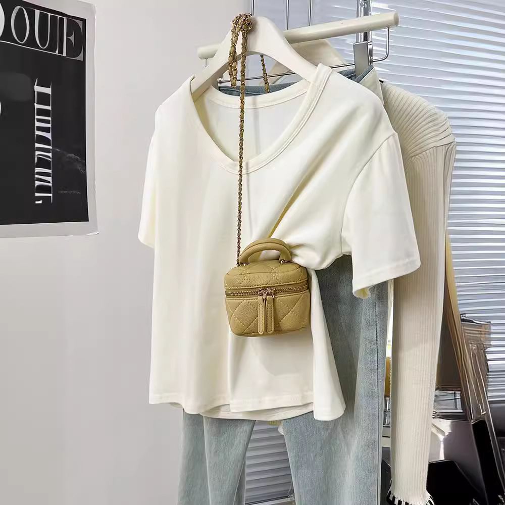 Base apricot cotton summer body-friendly T-shirt