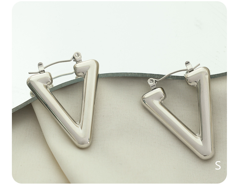 Women's Gender 1 Pair Simple Style Triangle Plating Titanium Steel Earrings