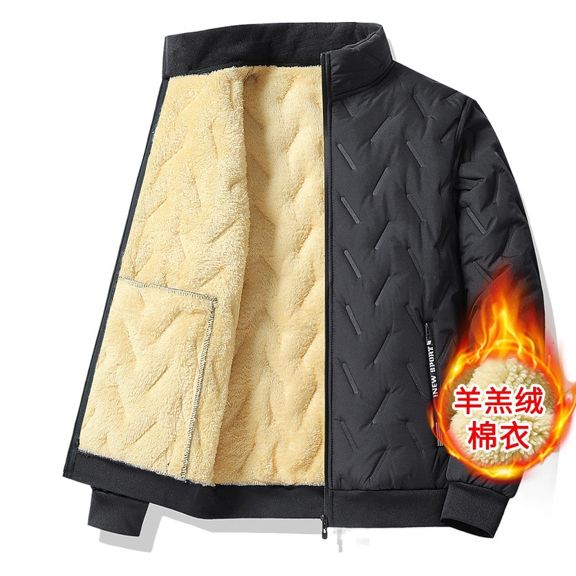 Abrigo acolchado de algodón de lana de cordero abrigo de hombre forrado de lana gruesa abrigo de algodón acolchado abrigo de hombre Otoño e Invierno casual chaqueta acolchada de algodón moda al aire libre al por mayor de los hombres