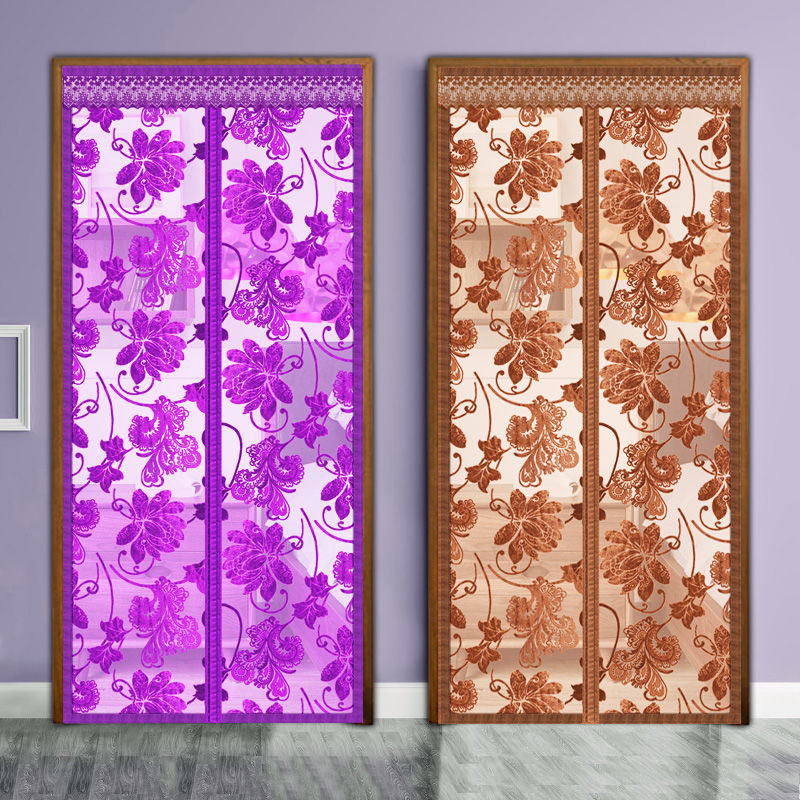 Velvet summer magnetic soft screen door mute anti-mosquito door curtain installation-free screen sand door hook and loop screen curtain