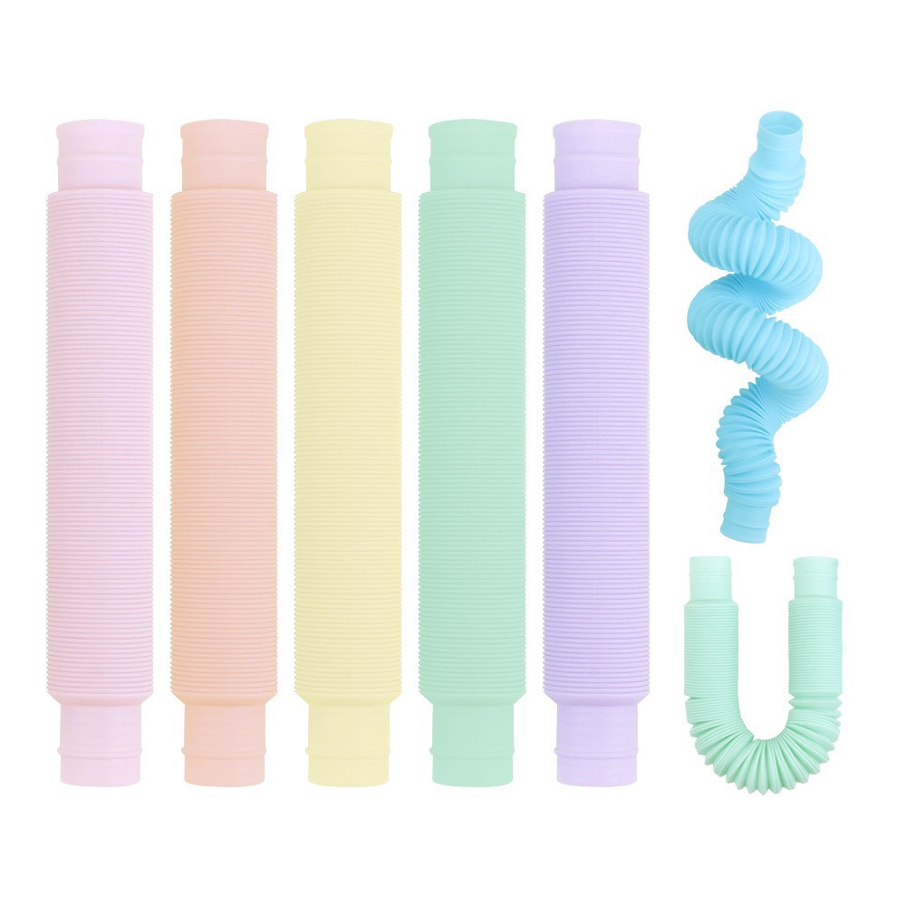 Cross-Border Stress-Relief Toy Pop Tube Adult Corrugated DIY Stretch Tube Macaron-Colored Stretchable Plastic Tube