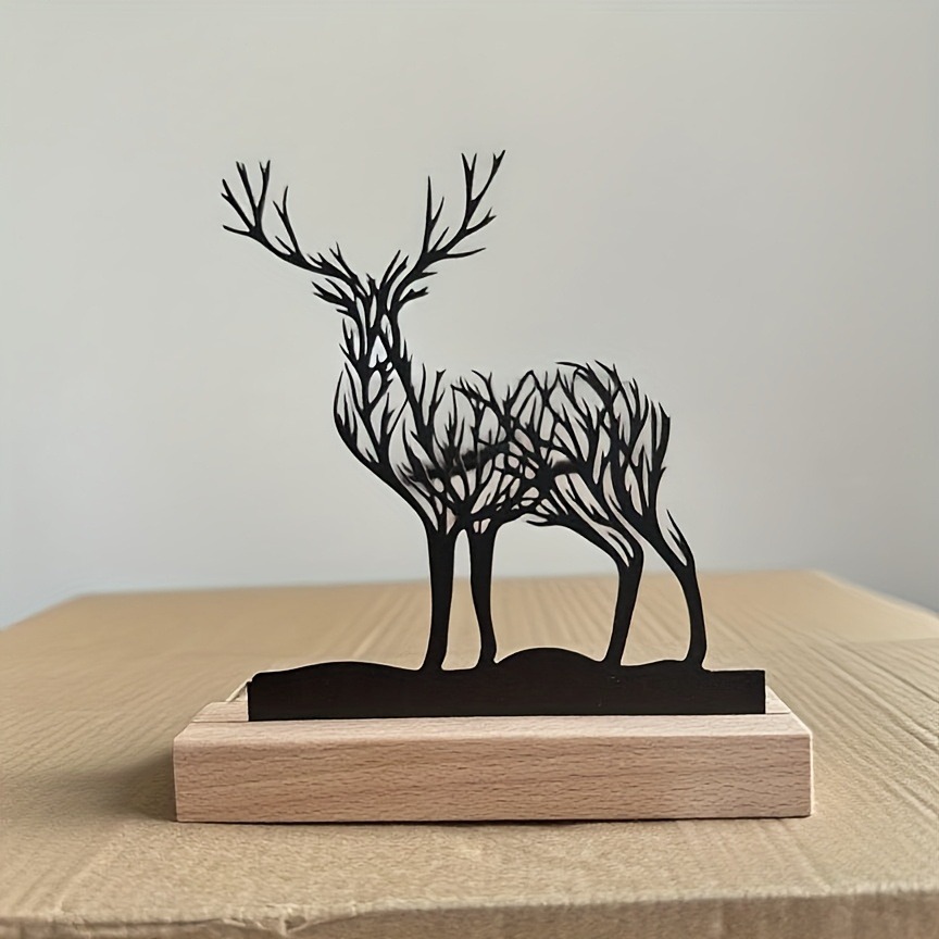 Cross-Border Branch Elk Ornaments Living Room Desktop Decoration Ornaments European and American Literary Style Black Deer Crafts Ornaments