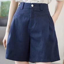 大码女装天丝亚麻短裤女2025夏季薄款透气高腰显五分直筒裤