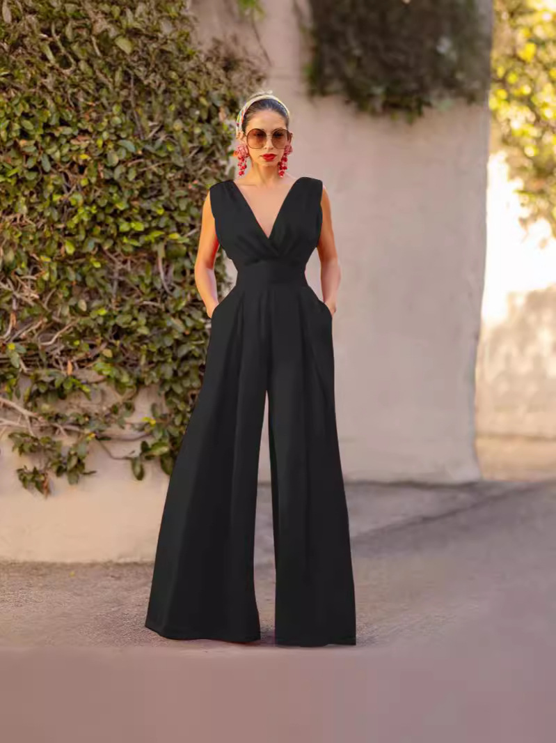 Vestido largo estilo chino, mono elegante de trabajo con cuello en V y cintura media, novedad primavera-verano 2025 para comercio exterior transfronterizo. image 3
