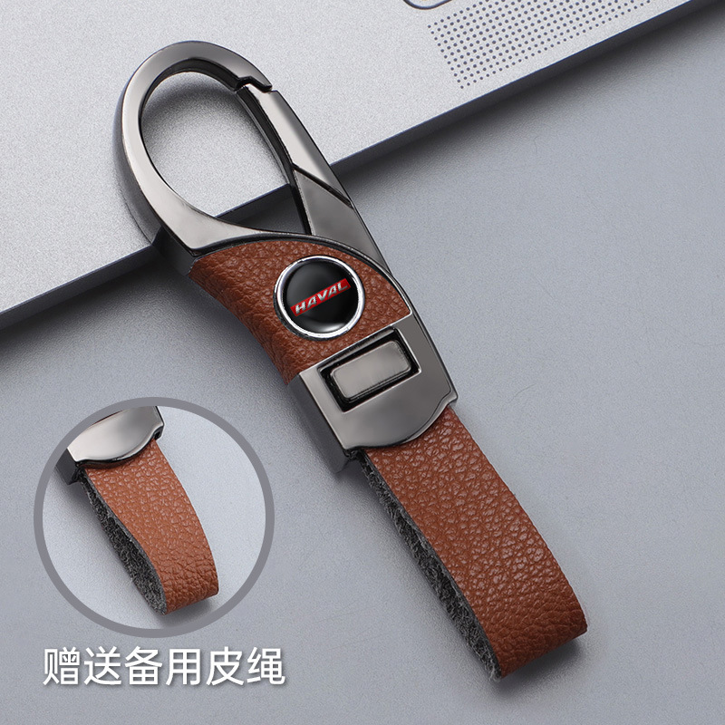 Llavero de automóvil transfronterizo, logotipo del automóvil, cientos de apellidos, botones de cuero de alta gama, colgante de llavero de negocios simple y personalizado