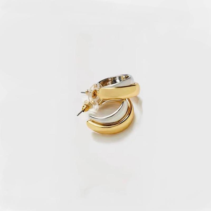 Street Occasion Titanium Steel Material 1 Pair Fashion C Shape Plating Titanium Steel Earrings