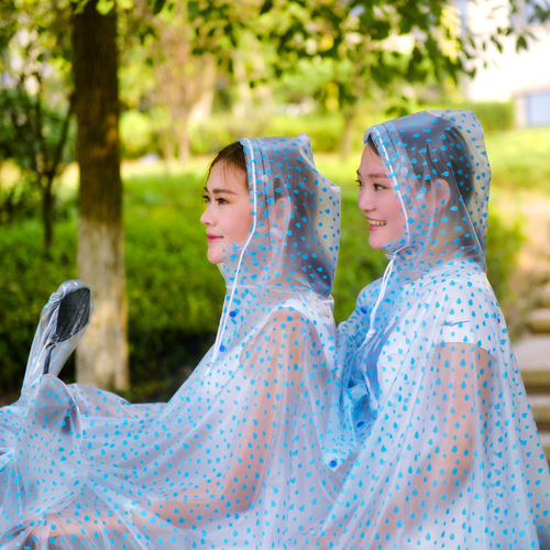 Electric motorcycle double raincoat, thickened double brim mask, waterproof PVC transparent raincoat for men and women on behalf of