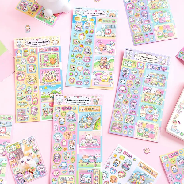 Message Soft Cheese Sweetheart Decorative Stickers Cute Cartoon Animal Handbook Diary Guka Material DIY Stickers 4 Types