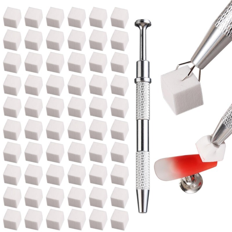 Cross-Border Nail Art Sponge Set with Cotton Claw Pen, Gradient Blending Small Square Sponges 100Pcs