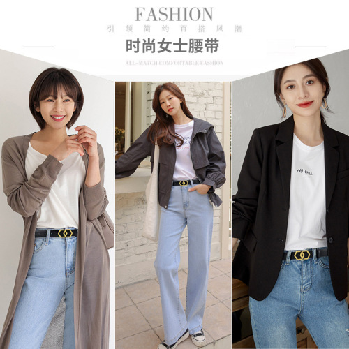 Pure leather two-sided with belt for women, genuine leather matches skirt, western pants decoration, belt, fashionable and versatile, pants belt, office casual style