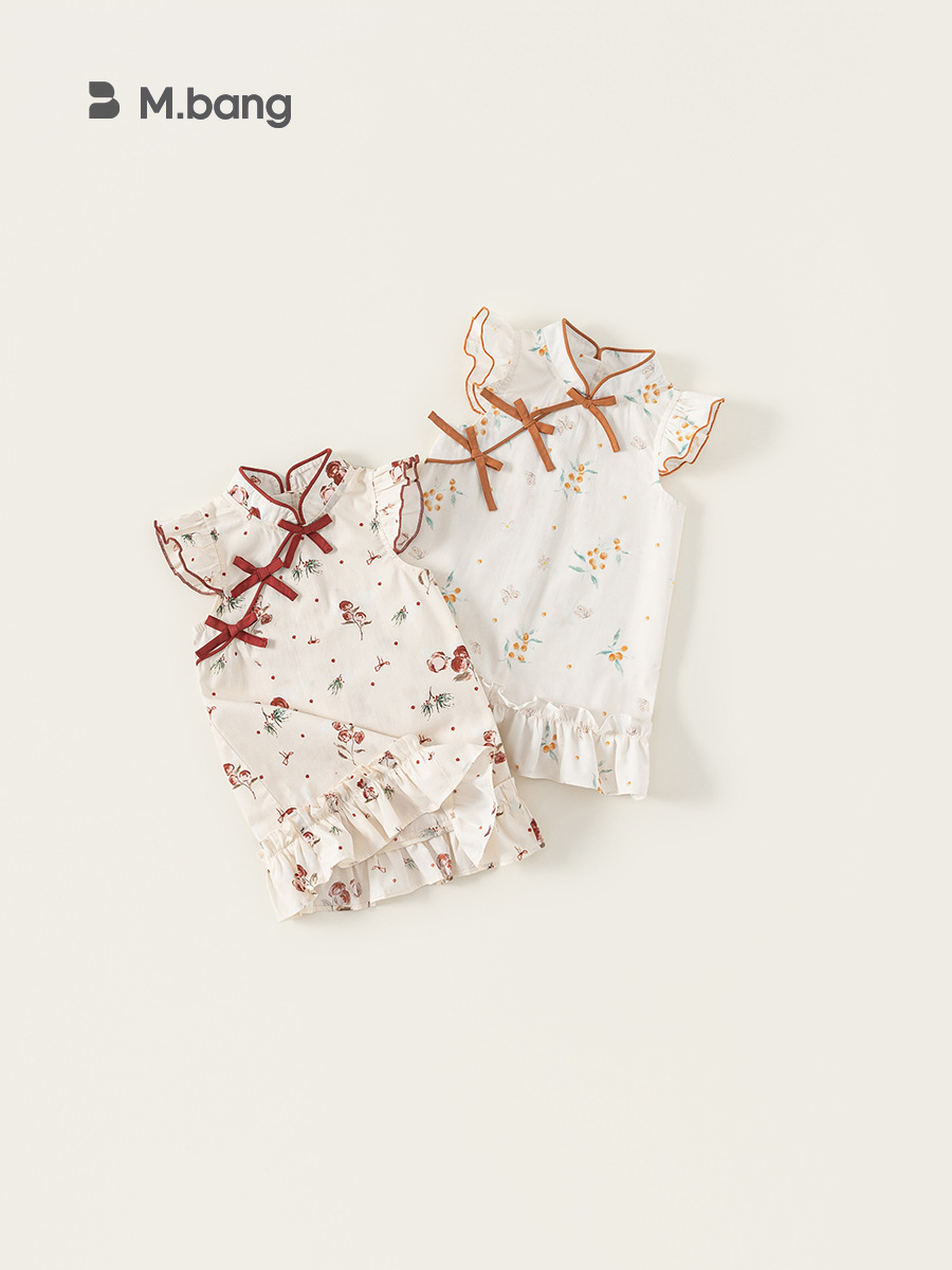 Youbao ropa para niños verano nuevo estilo vestido largo para niñas vestido de niños con estampado de lazo lindo image 3
