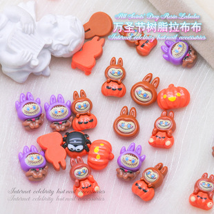 Halloween Pumpkin Cute Labubu Refrigerator Magnet Resin Nail Art Jewelry Cream Glue DIY Hairpin Nail Accessories