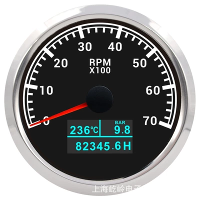 automobile instrument, modified car and boat engine - 7000rpm-silver-edge-black-base