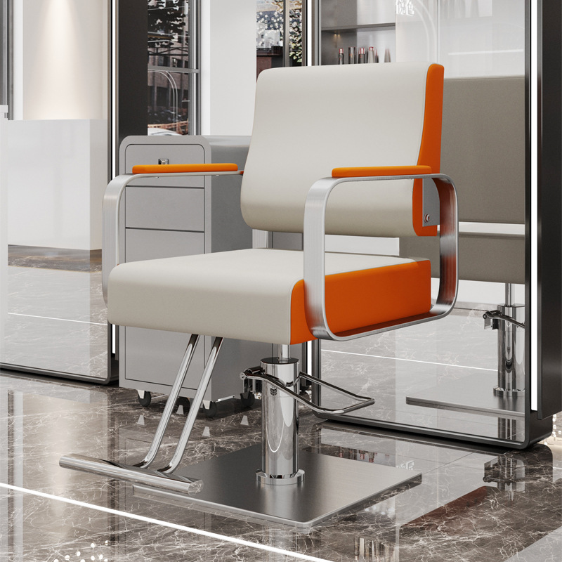 라이트 그레이와 오렌지 [간단한 팔걸이, 발판이 있는 스테인리스 사각 접시]