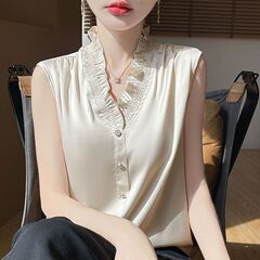 法式无袖衬衫女木耳打底2025夏季新款内搭职业荷叶高级感上衣背心