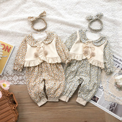 秋季外出旗袍哈衣超洋氣嬰兒裝連體衣女寶寶衣服秋裝中國風爬爬服