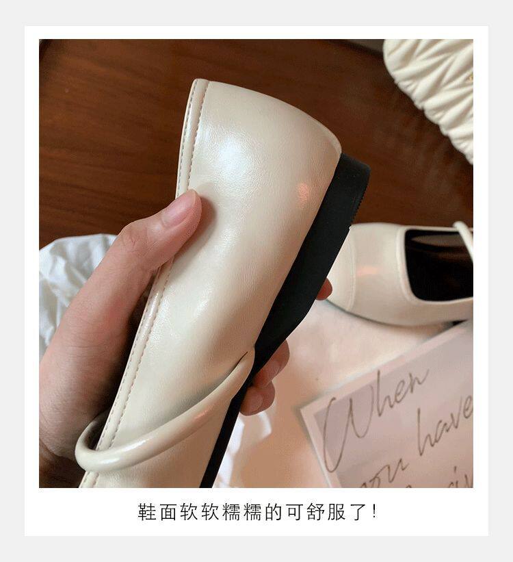 Giày Mary Jane nữ mũi vuông miệng nông, đế mềm gót 3–6 cm — Bạc (kiểu đế bệt), Bạc (tăng bên trong), Màu trắng (kiểu đế bằng), Màu trắng (tăng bên trong) chi tiết 8