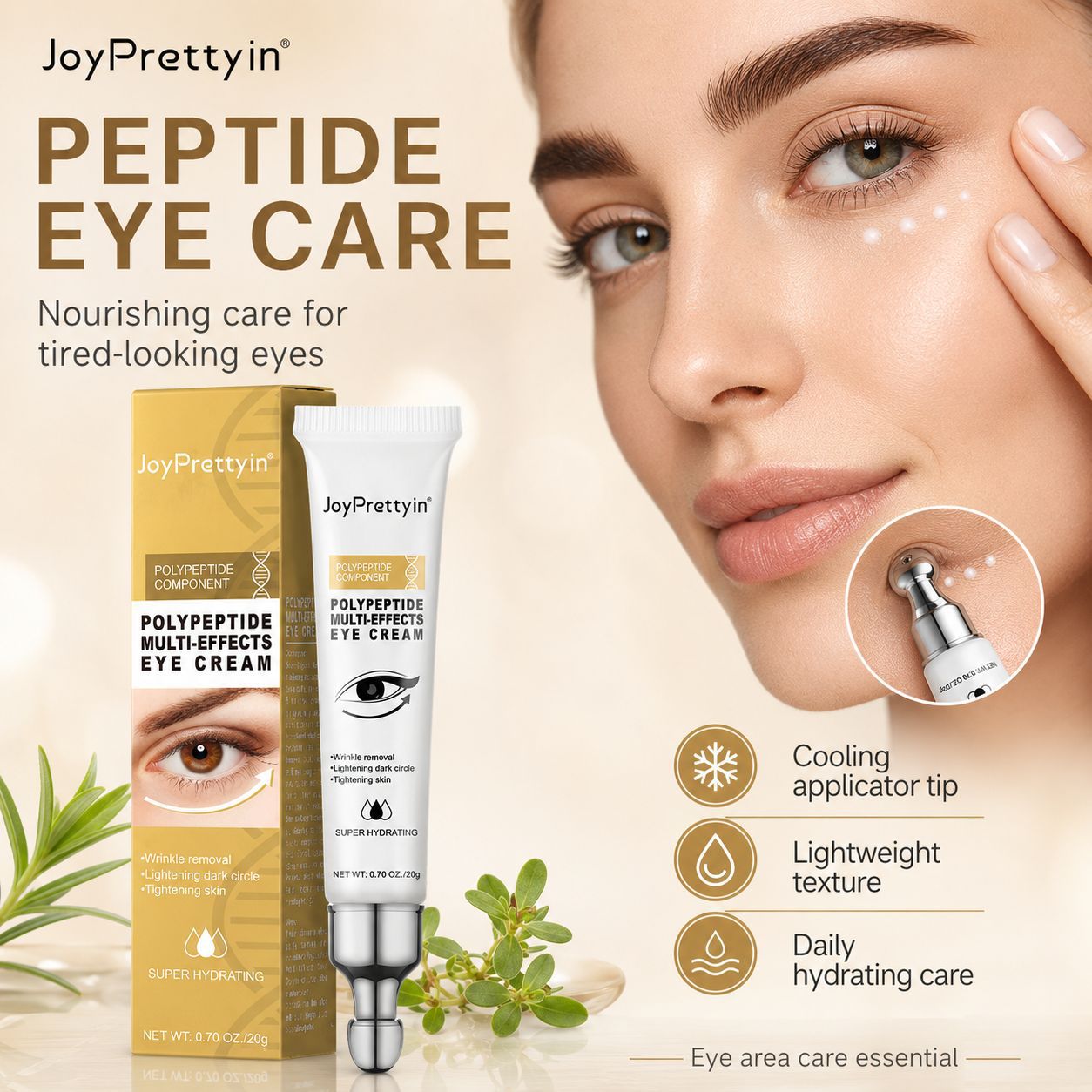 Joyprettyin Cross-Border Hydrating and Moisturizing Eye Cream Moisturizing Light Fine Lines Eye Wrinkles Brightening Eye Area Polypeptide Eye Cream