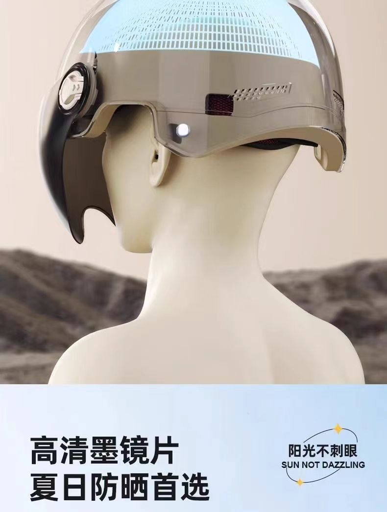 Certified New National Standard Electric Vehicle Helmet for Men and Women, Summer Sun Protection, All-Season Half Helmet, Motorcycle Safety Helmet