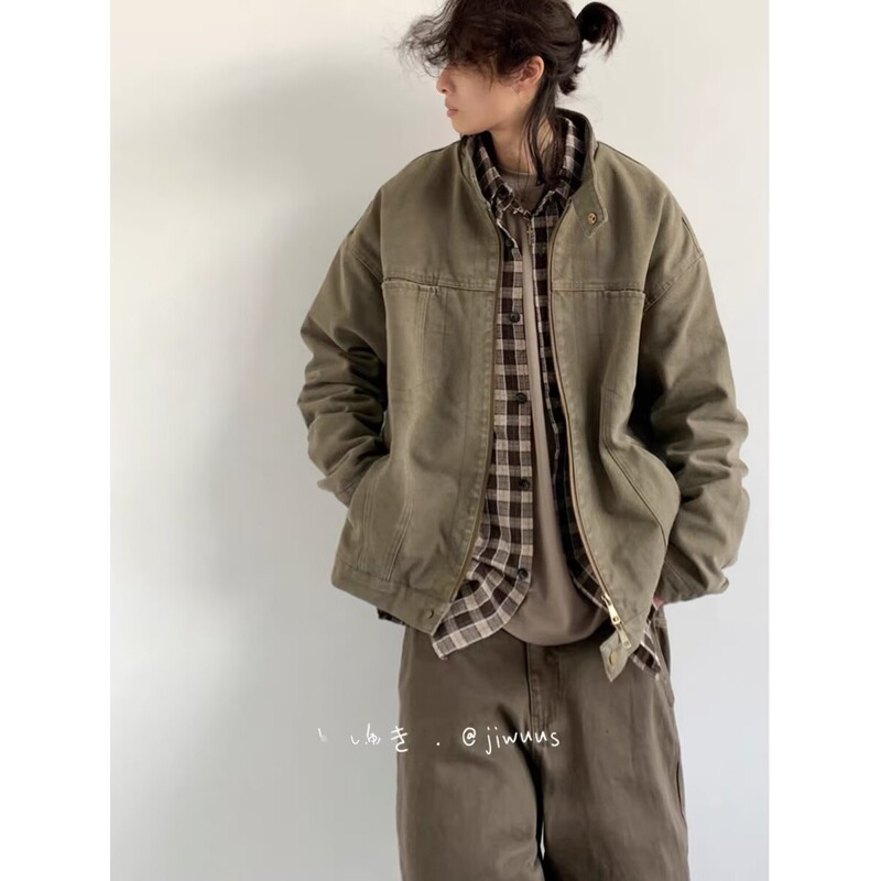 美式复古短款工装外套男款美式复古水洗做旧cleanfit哈灵顿夹克|undefined