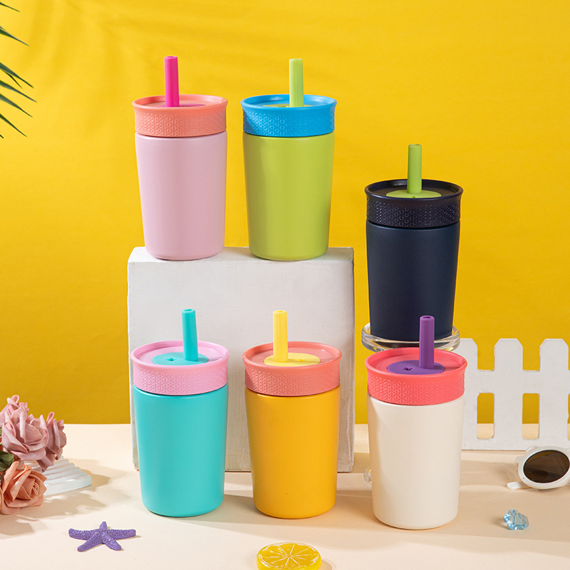 Ventas transfronterizas calientes owala con tazas de café 304 tazas de acero inoxidable de moda simple taza de aislamiento portátil taza de paja de automóvil
