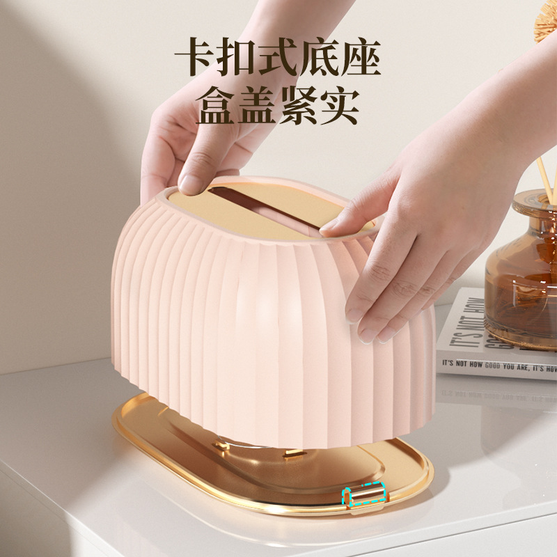 Caja de pañuelos extraíble para el hogar de alta apariencia con luz de almacenamiento estilo de lujo sala de estar escritorio avanzada caja de pañuelos de primavera