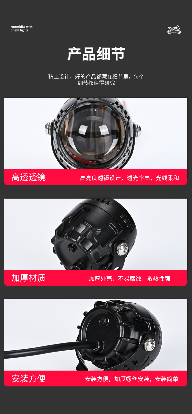 New cross-border wide-voltage single-eye modified ultra-bright LED headlight for motorcycles and electric scooters