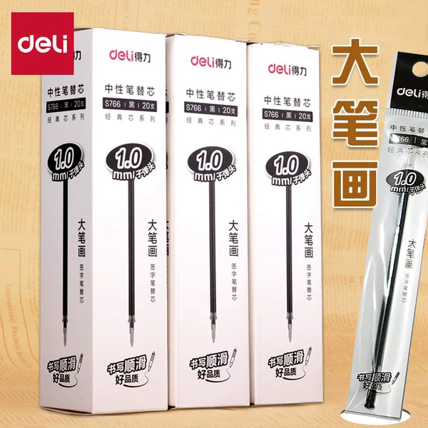 Deli S766 Refill 1.0mm Bullet Neutral Pen Refill Black Pen Refill Signature Pen Refill S34 S73 Refill Wholesale