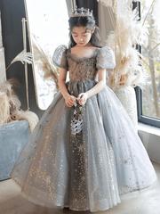Children's formal wear 2024 spring new style fairy girl piano show puffy skirt host evening dress 