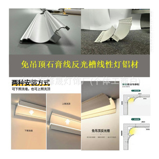 Led Ceiling Light with Recessed Gypsum Molding, Dual-Purpose for Double Eyelid and Living Room Corner Lighting