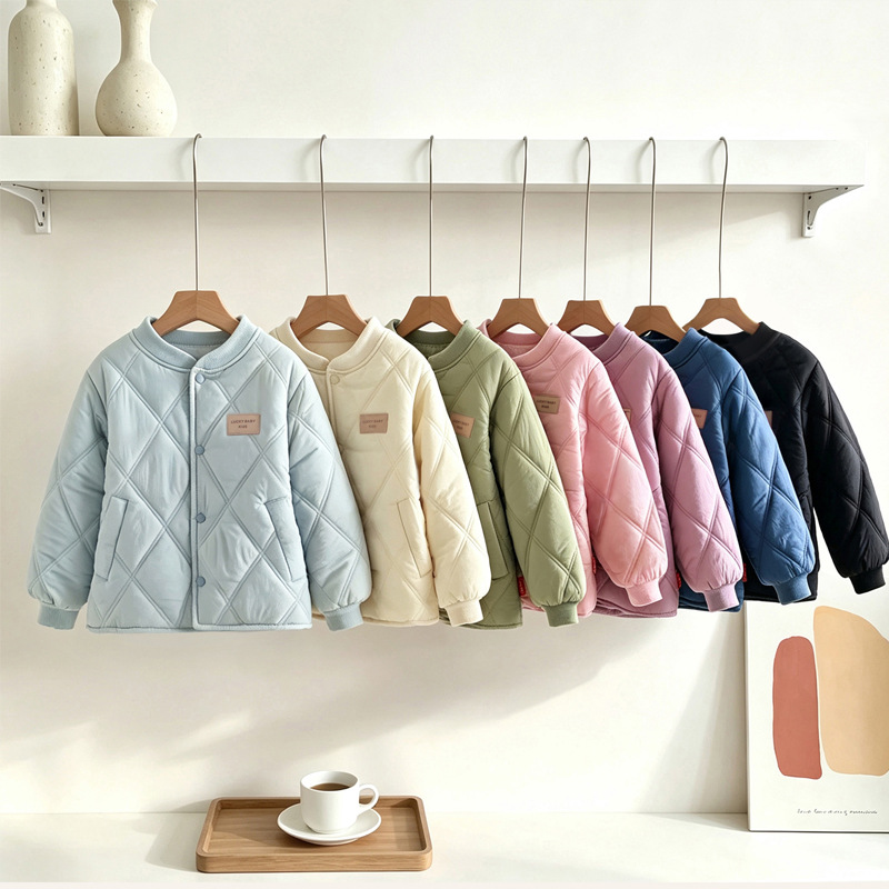 Children's winter cotton-padded jackets, school uniform essentials, fleece-lined and thickened warm cotton-padded coats for boys and girls, cross-border children's clothing