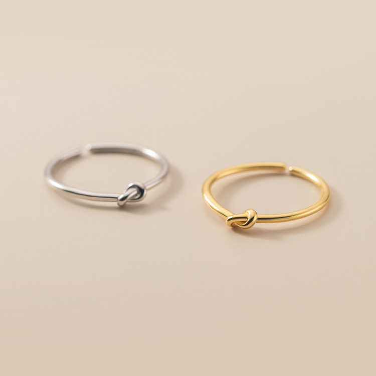 Line Knot Ring for Women, Simple Plain Ring with a High-End Feel, Niche Design, Korean Style, Minimalist Open Ring