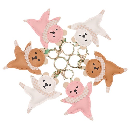 Factory direct selling cute and cute ballet leather bear keychain women's bag pendant accessories wholesale