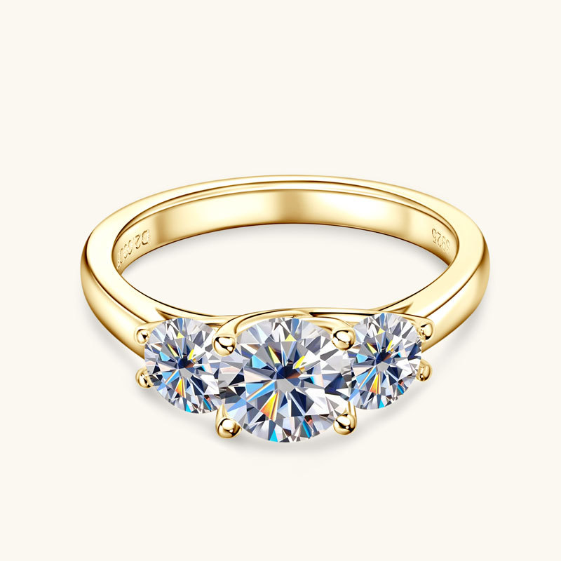 Cross-border Exclusive for Moissanite Ring S925 Sterling Silver Sansheng III 2 karat Ring High-end Light Luxury Ring Jewelry