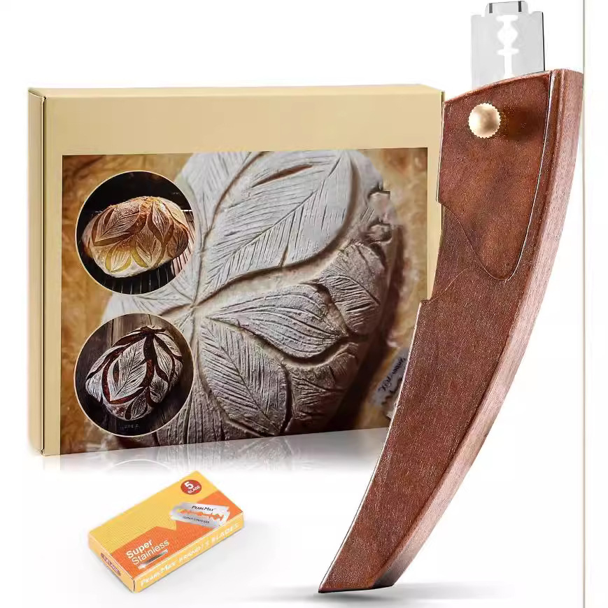Nuevo mango de madera cuchillo de corte de pan cuchillo de corte de masa cuchillo de corte de pan europeo cuchillo de corte de pan herramienta de horneado